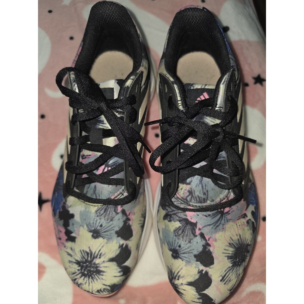 Adidas Galaxy 6 Sneakers Black Pink Floral Womens Shoes 9.5 GX7285 Cloudfoam